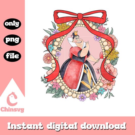 Queen of Hearts mirror vintage flowers png, disney character png