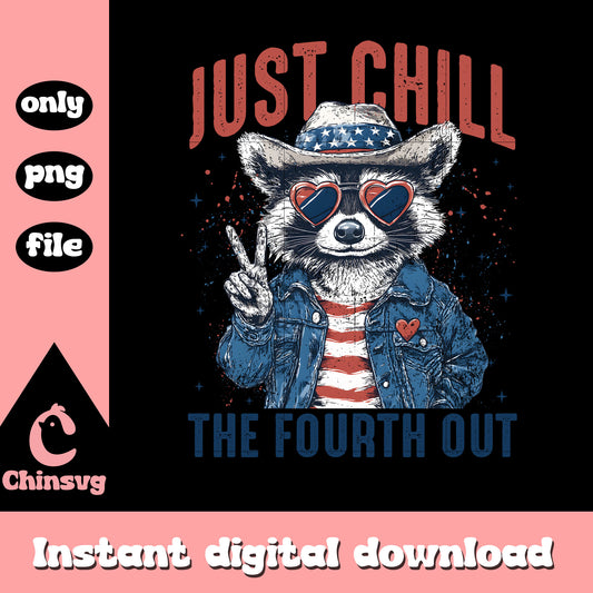 Raccoon Just chill fourth of july png, Retro Raccoon 4th of july png