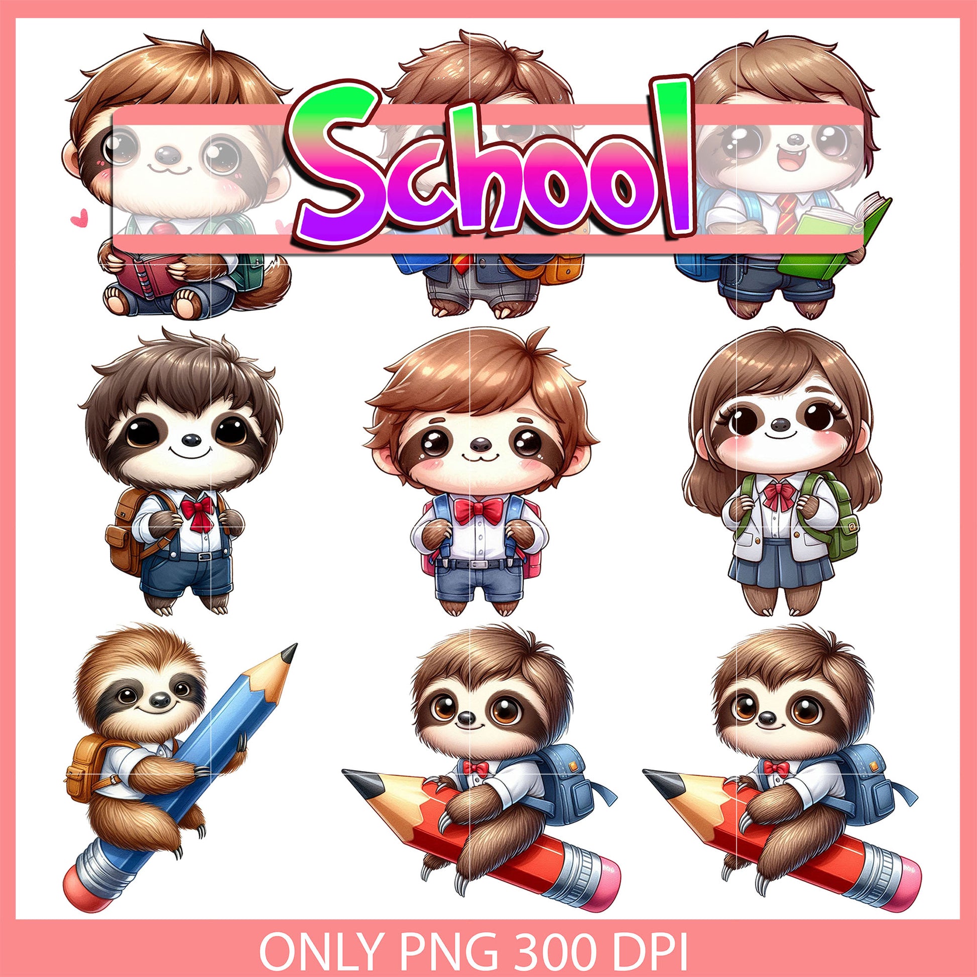 Raccoon back to school design bundle png, raccoon clipart png
