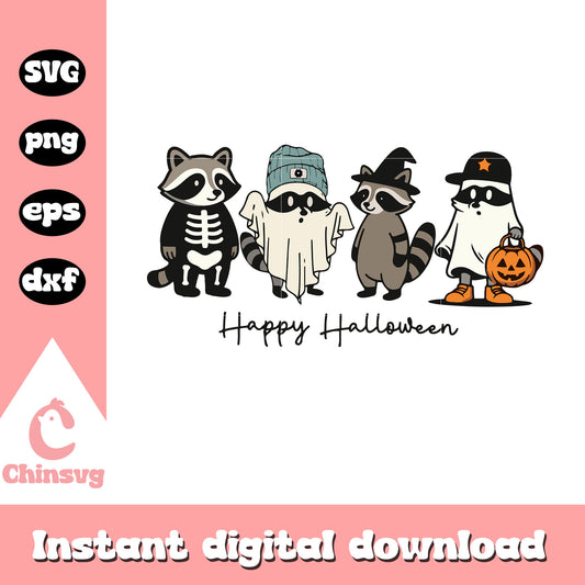 Raccoon happy halloween svg, halloween raccoon costume​ svg