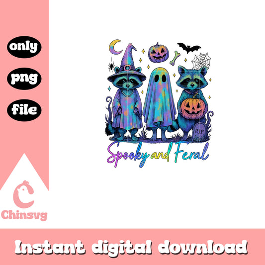 Raccoon spooky and feral colorfull png, halloween raccoon png