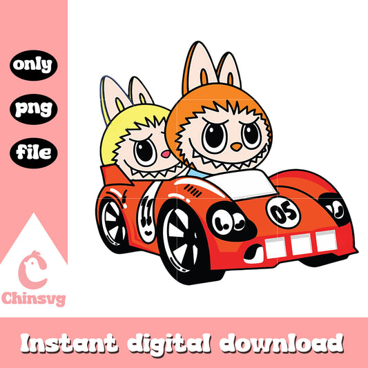 Race car drivers labubu cute doll design png, labubu png