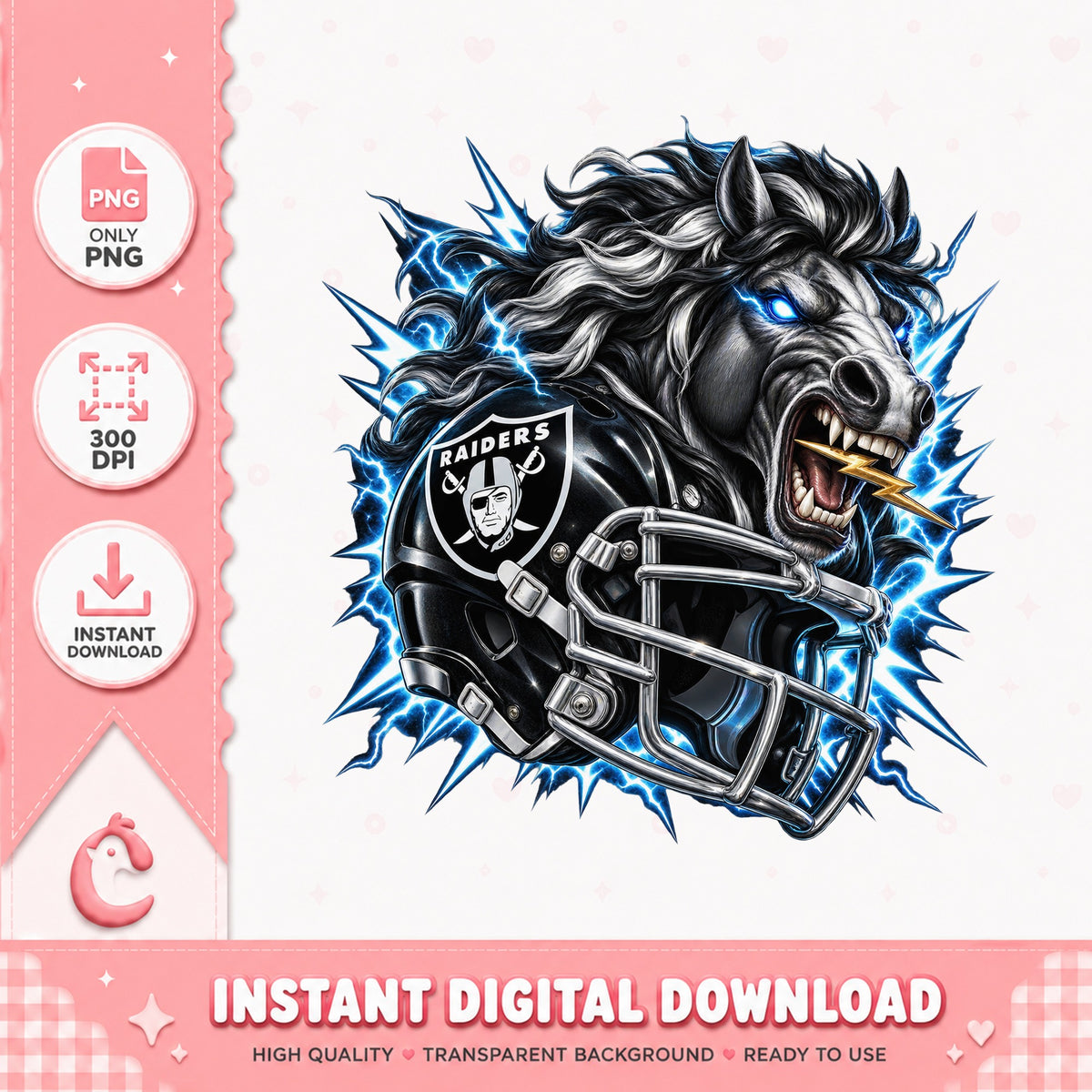 Raiders Horse Lightning PNG, NFL Football Team Mascot, PNG