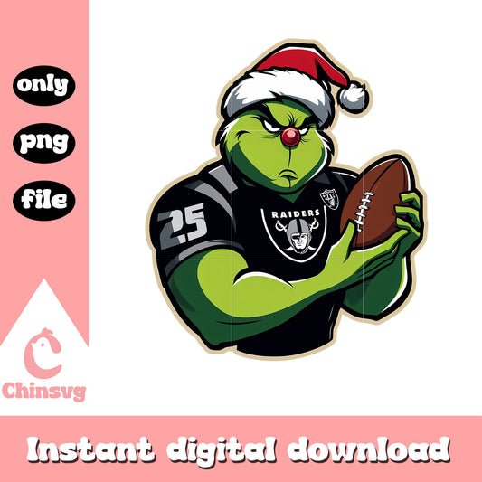 Raiders black grinch custom png, raiders football​​​​​ png