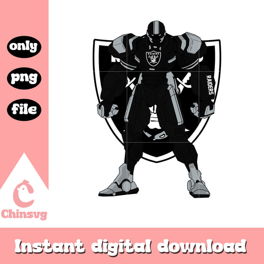 Raiders black robot cool png, nfl las vegas raiders​ png