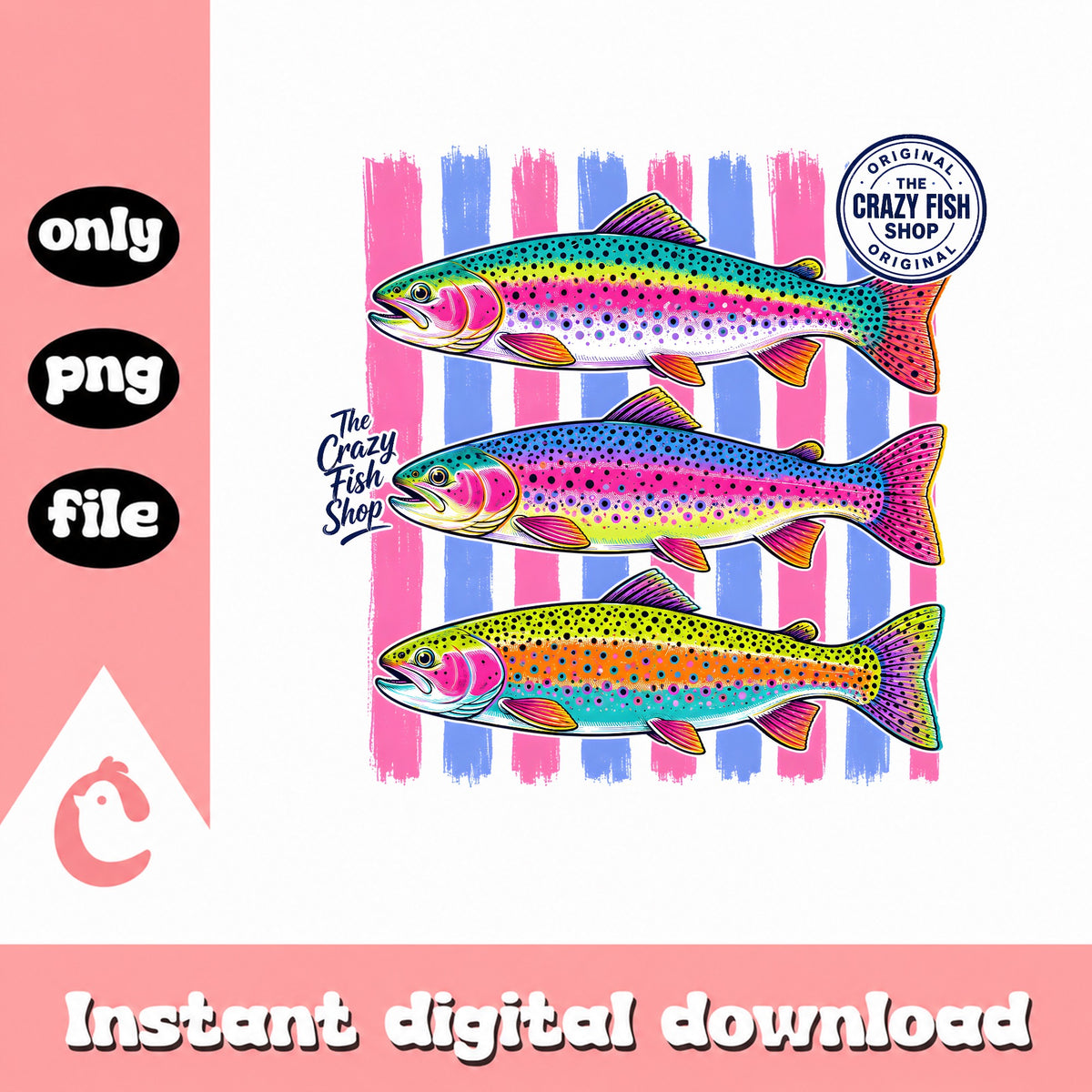 Rainbow Trout Fishing PNG, Colorful Fish Sublimation, Fishing PNG