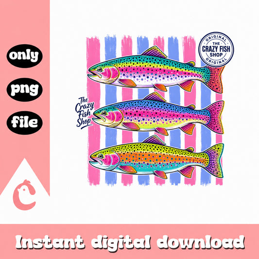 Rainbow Trout Fishing PNG, Colorful Fish Sublimation, Fishing PNG