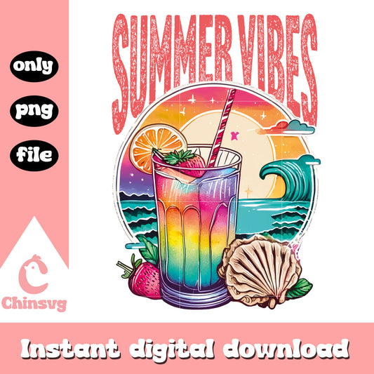Rainbow coctail summer vibes png, symmer vibes png, coctail png