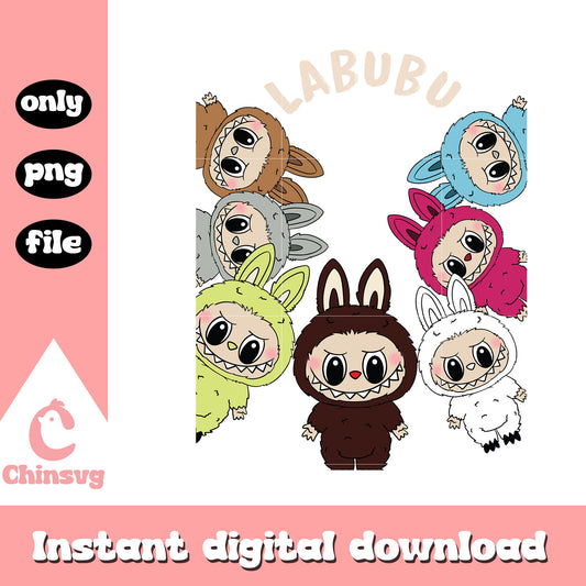 Rainbow friends labubu cute doll design png, baby labubu png