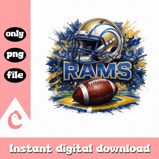 Rams Football Helmet Watercolor Sublimation, NFL PNG, Football PNG