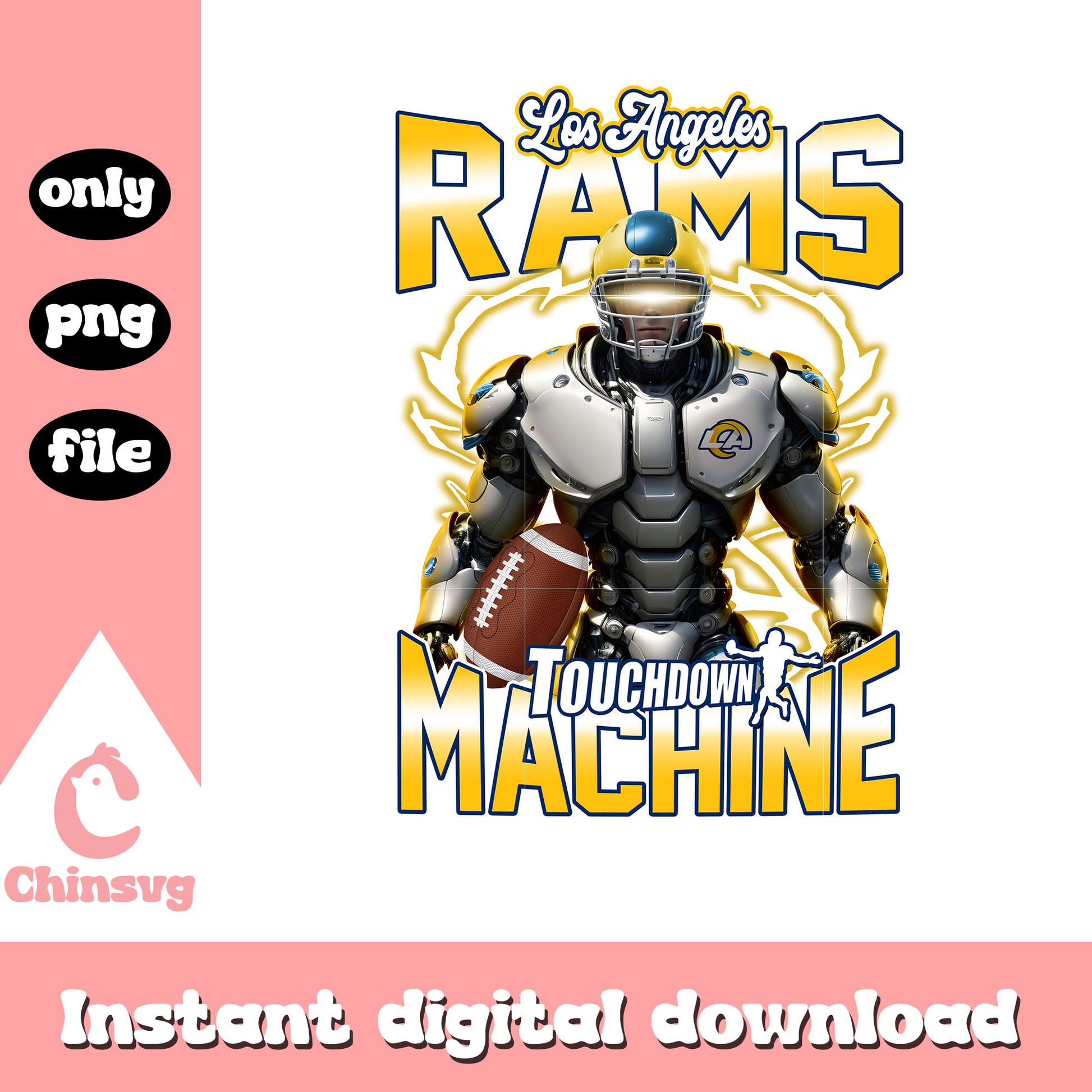 Rams touchdown robot custom png, rams football​ nfl png