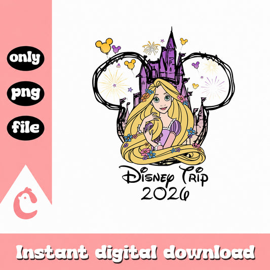 Rapunzel Disney Trip 2026 PNG, Tangled Disney PNG, Princess PNG