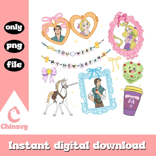 Rapunzel & Flynn Rider disney couple png, disney characters png