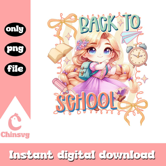 Rapunzel back to school coquette clipart png, rapunzel princess png