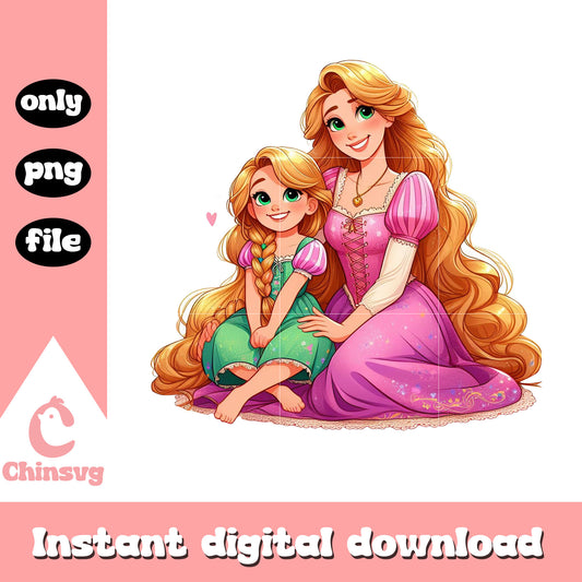 Rapunzel princess mom and daughter png, disney mom png