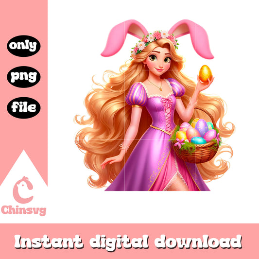 Rapunzel princess on easter day png, easter bunny png, princess png