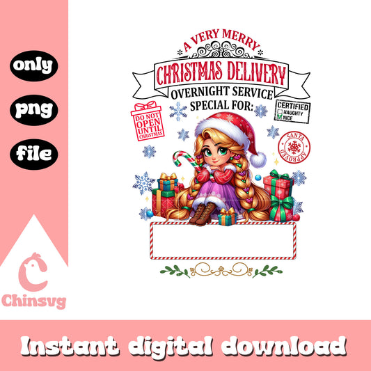 Rapunzel very merry christmas delivery png, christmas movie png