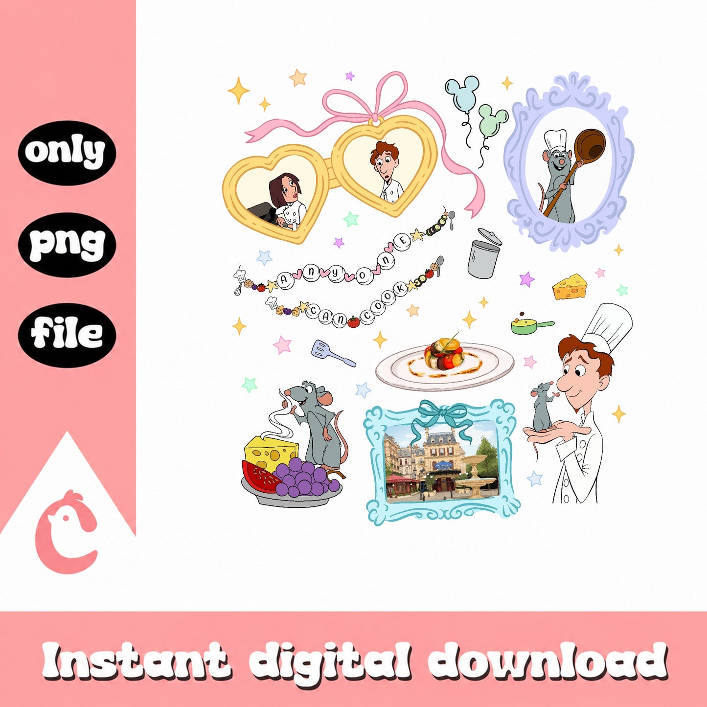 Ratatouille PNG Bundle, Disney Pixar Clipart, Anyone Can Cook PNG