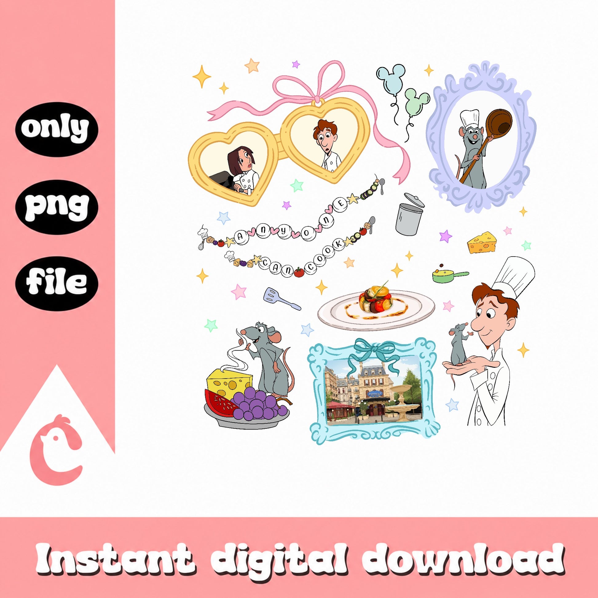 Ratatouille PNG Bundle, Disney Pixar Clipart, Anyone Can Cook PNG