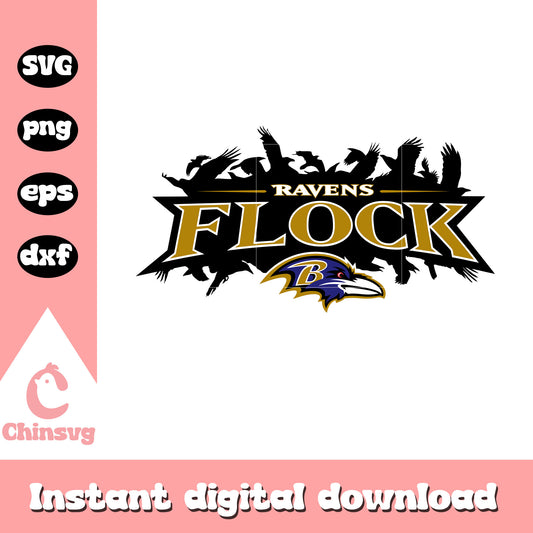 Ravens flock logo design svg, baltimore ravens football team svg