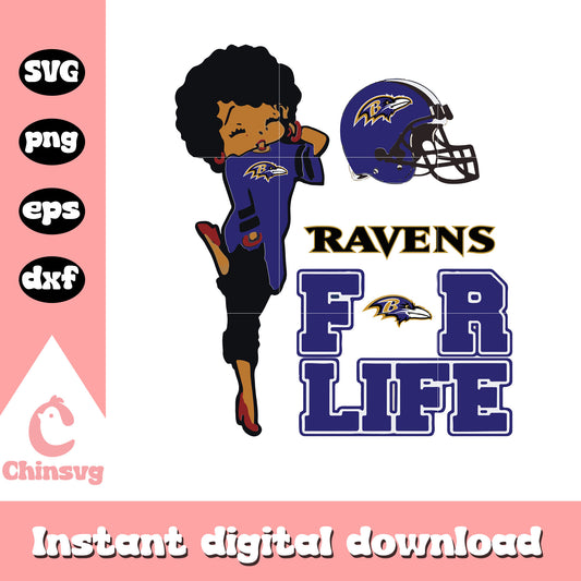 Ravens for life betty boop svg, nfl trade deadline svg