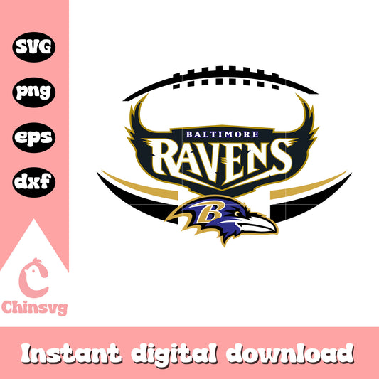 Ravens logo rugby ball design svg, baltimore ravens svg