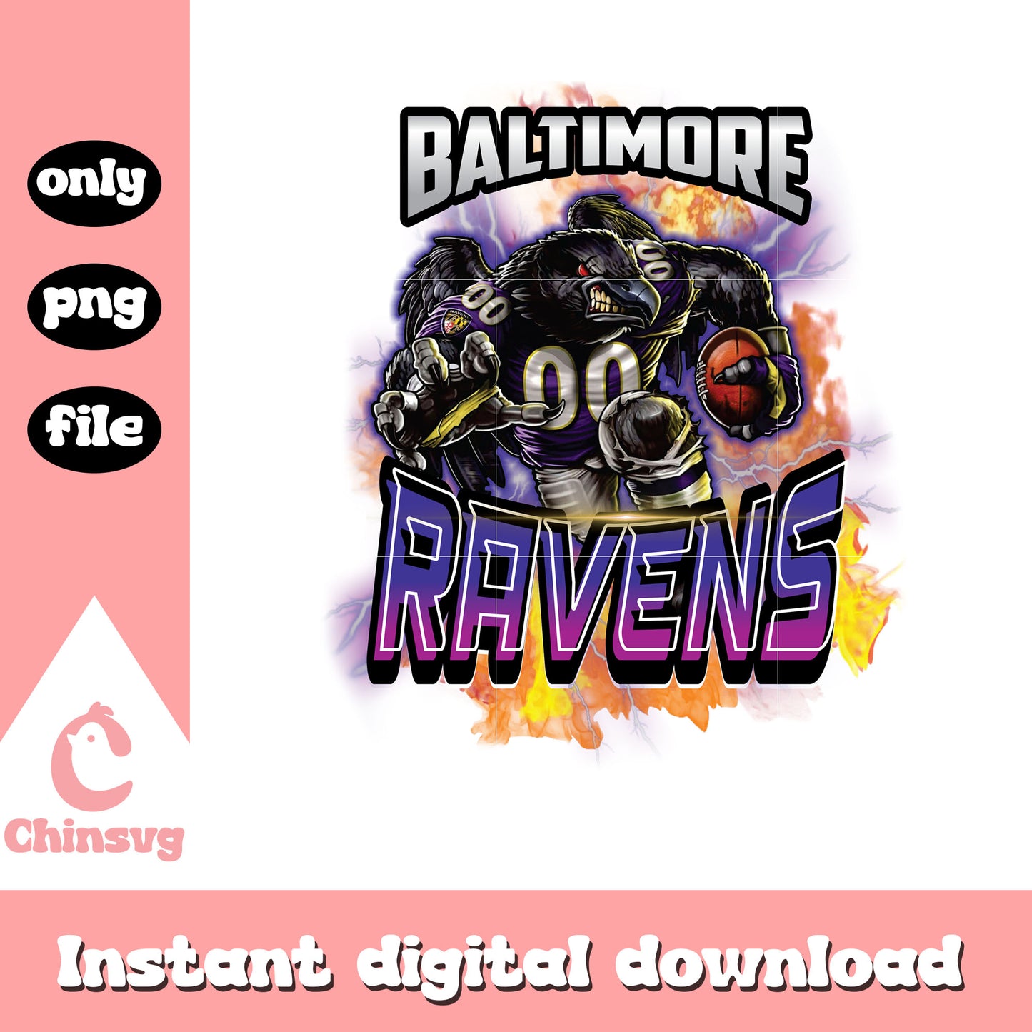 Ravens mascot design pro png, nfl baltimore ravens​ png