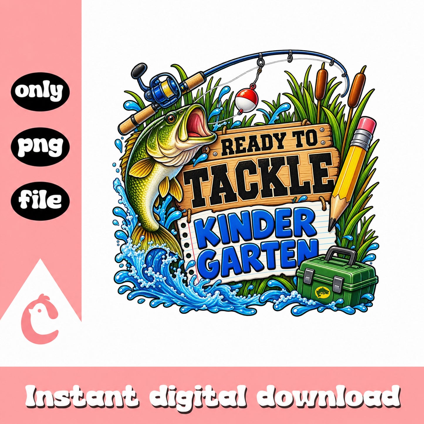 Ready To Tackle Kindergarten Fishing SVG, Back To School PNG, SVG