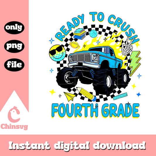 Ready to crush fourth grade design png, back to school season png