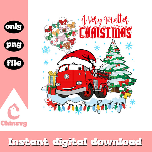Red firetruck a very matter christmas png, disney cars christmas​​ png