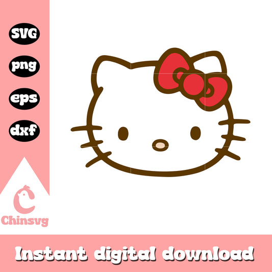 Red bow tie hello kitty cat svg, hello kitty bow tie svg
