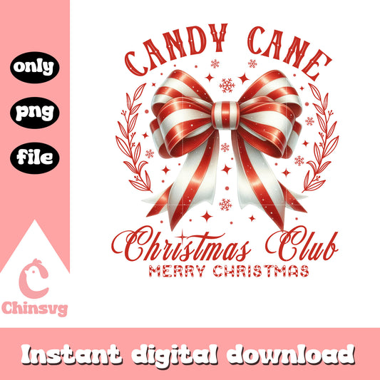 Red candy cane christmas club design png, tie bows christmas​ png