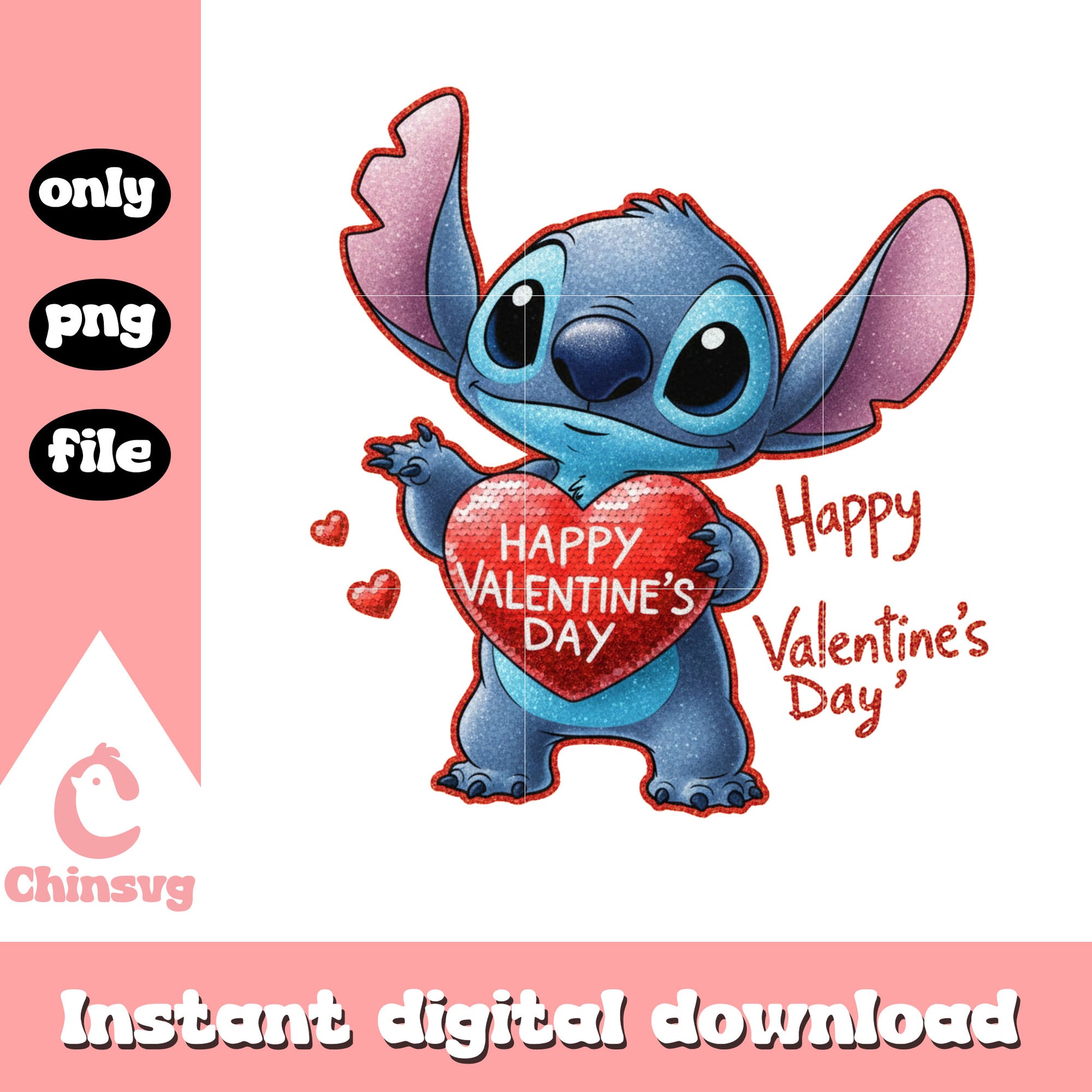 Red drawing stitch valentine png, stitch valentine​​​​​ png