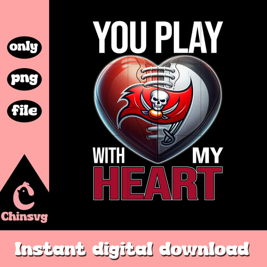 Red heart buccaneers design png, nfl tampa bay buccaneers​ png
