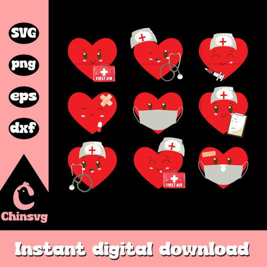 Red heart nurse injection svg, heart shape svg, nurse svg
