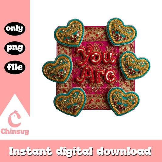 Red hearts crochet valentine png, heart valentine's day png
