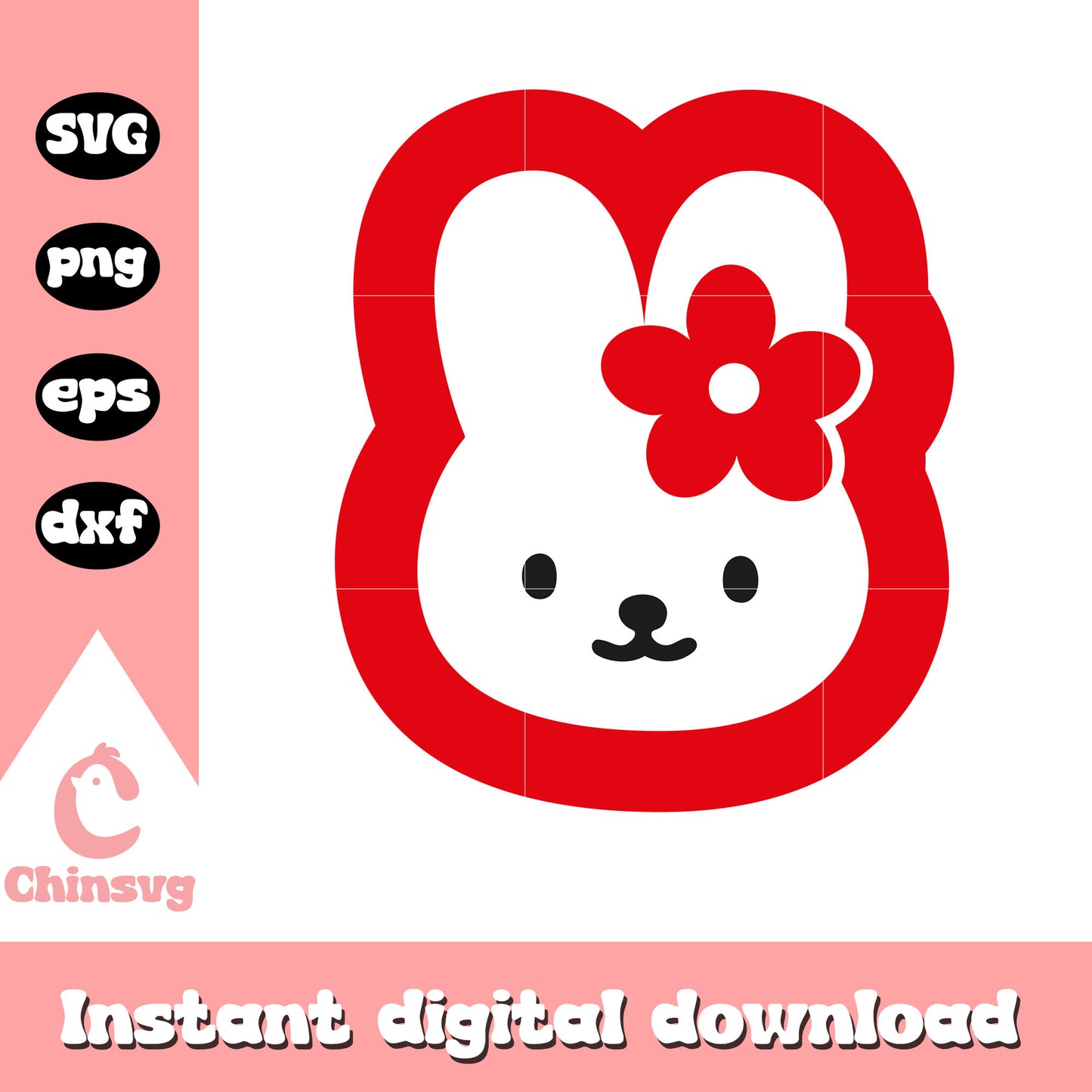 Red hello kitty bunny svg file, hello kitty head svg, kitty cat svg