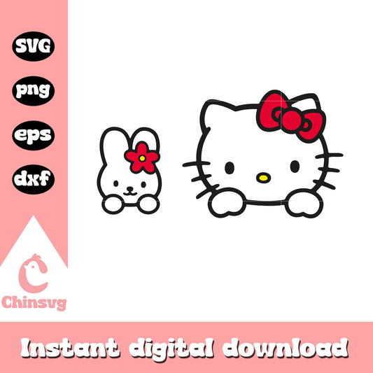 Red kitty and bunny head svg, hello kitty head svg, kitty cat svg