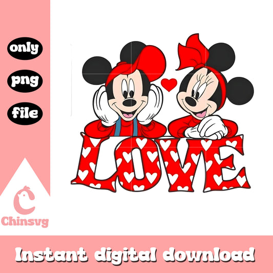 Red love couple valentine png, disney valentine's day​​​​ png