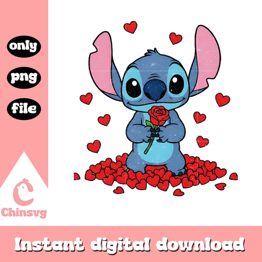 Red love stitch valentine png, stitch valentines day​​ png
