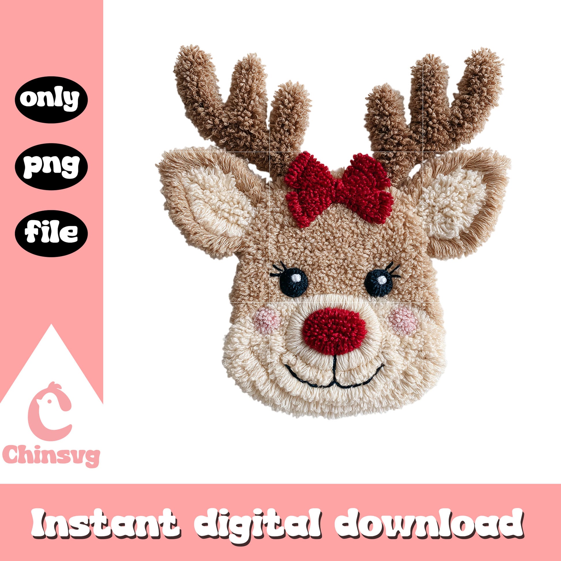 Red nose reindeer  patchwork png, christmas reindeer png