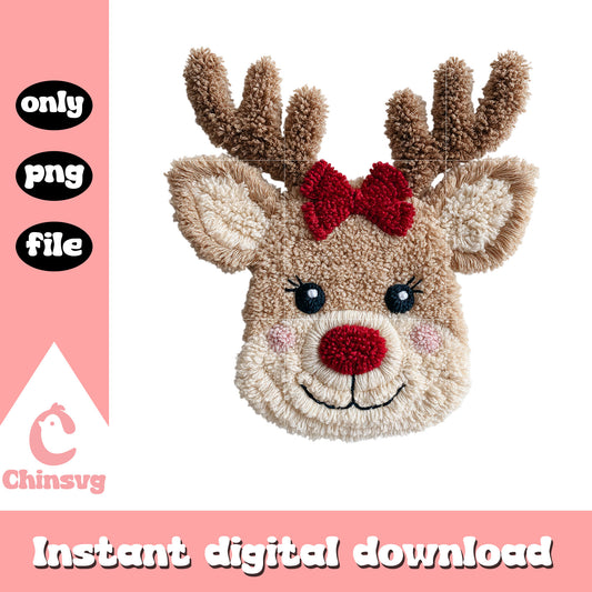 Red nose reindeer  patchwork png, christmas reindeer png