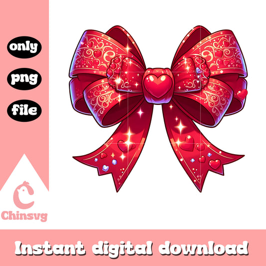 Red valentine bow design png, valentine bow png, valentine png