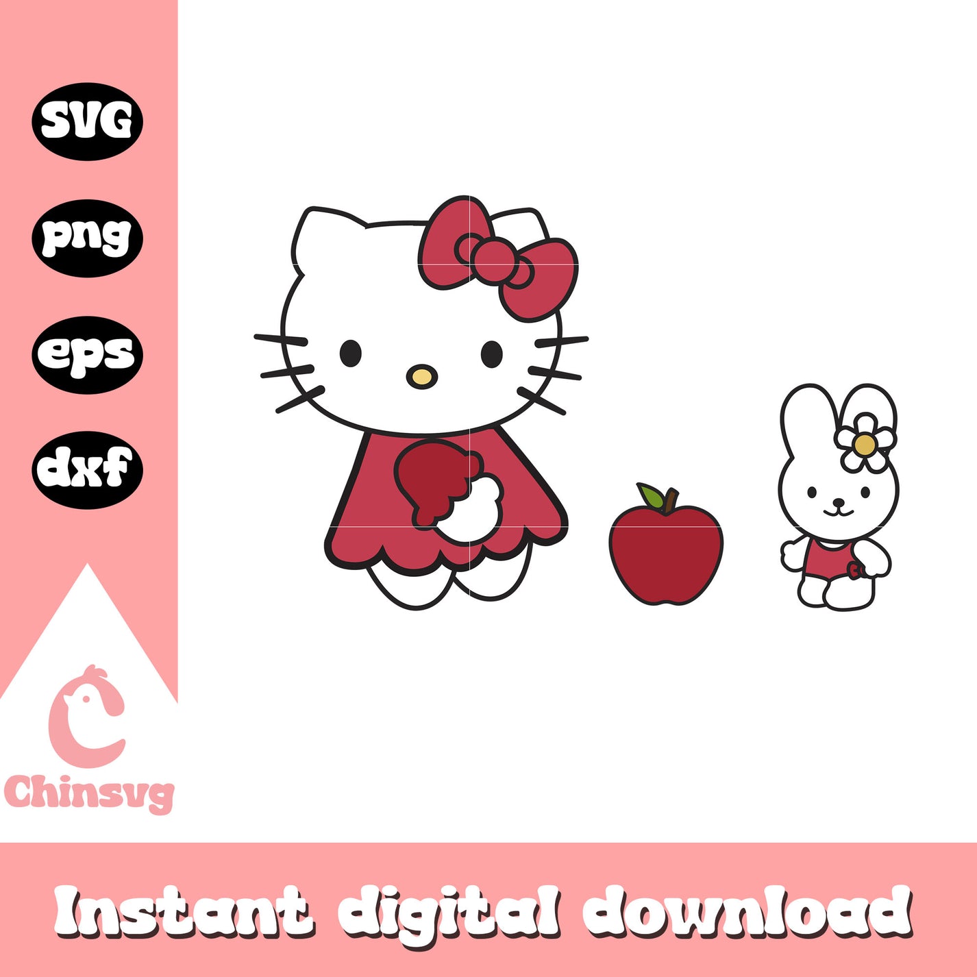 Red vibes hello kitty cartoon svg file, hello kitty costume svg – Chinsvg