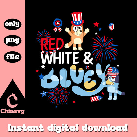 Red white Bluey cartoon png, dog cartoon png, bluey dog png