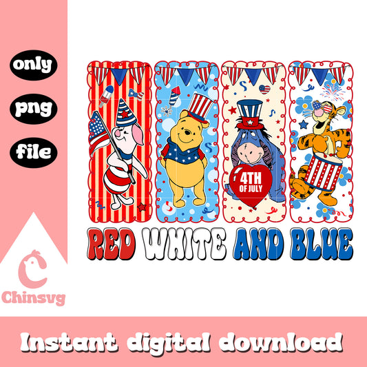 Red white and blue winnie the pooh png, Winnie the pooh usa day png