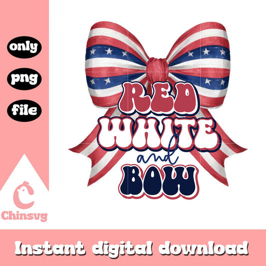 Red white and bow coquette bow design png, happy 4th of july png