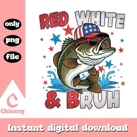 Red white and bruh fish Png, bruh fish Png, america day fish Png