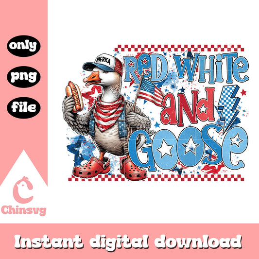 Red white and goose png, goose 4th of july png, coquette goose png