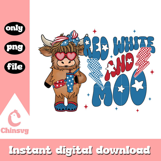 Red white and moo 4th of july png, cow 4th of july png